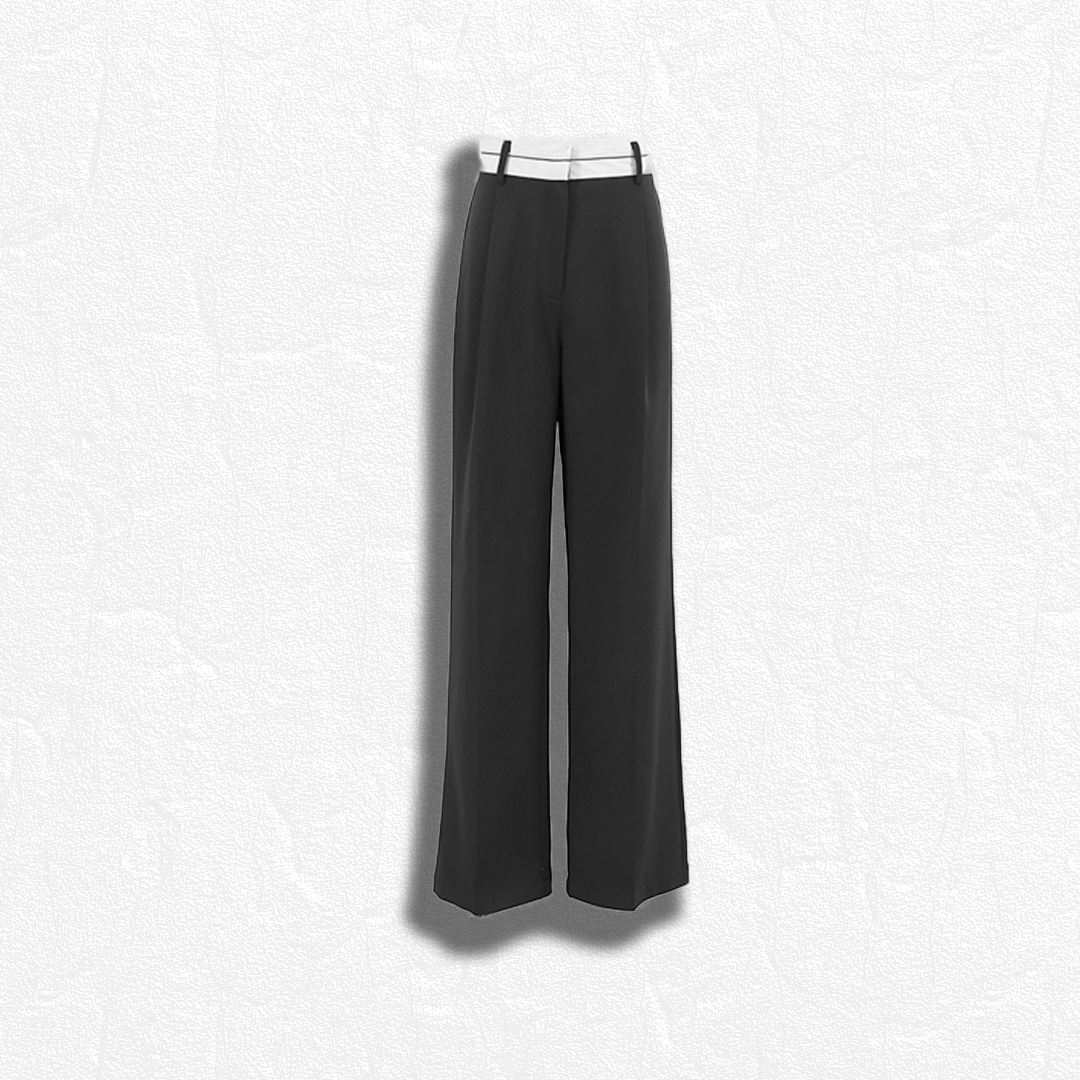 Chic Spliced High Waist Straight Trousers #090002