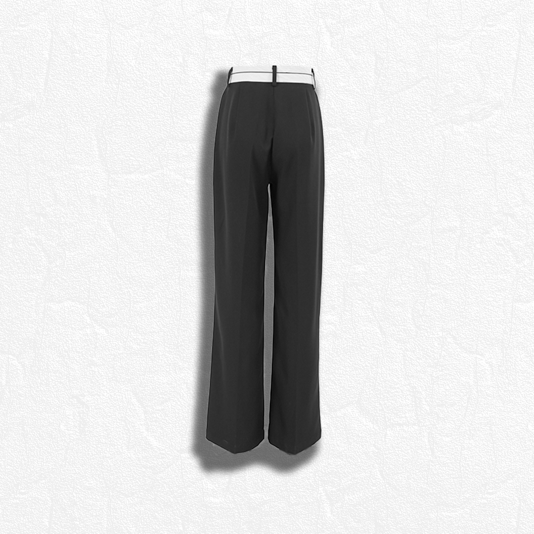 Chic Spliced High Waist Straight Trousers #090002